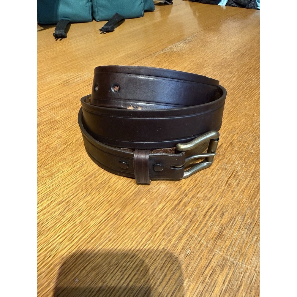 USA Made RG BULLCO Full Grain Cowhide Brown Leather Belt Size 42